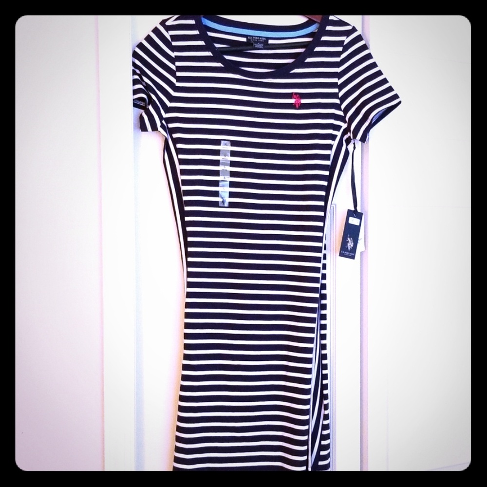 Navy and White striped dress